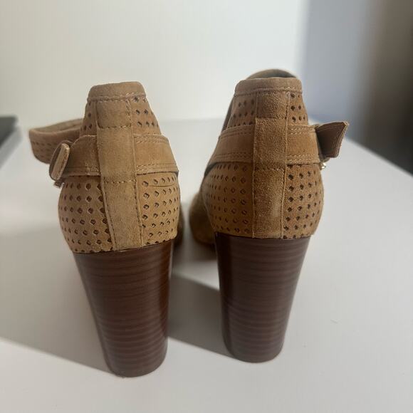 Sam Edelman Brown Perforated Peep Toe Easton Booties Size 8.5 - Picture 8 of 10